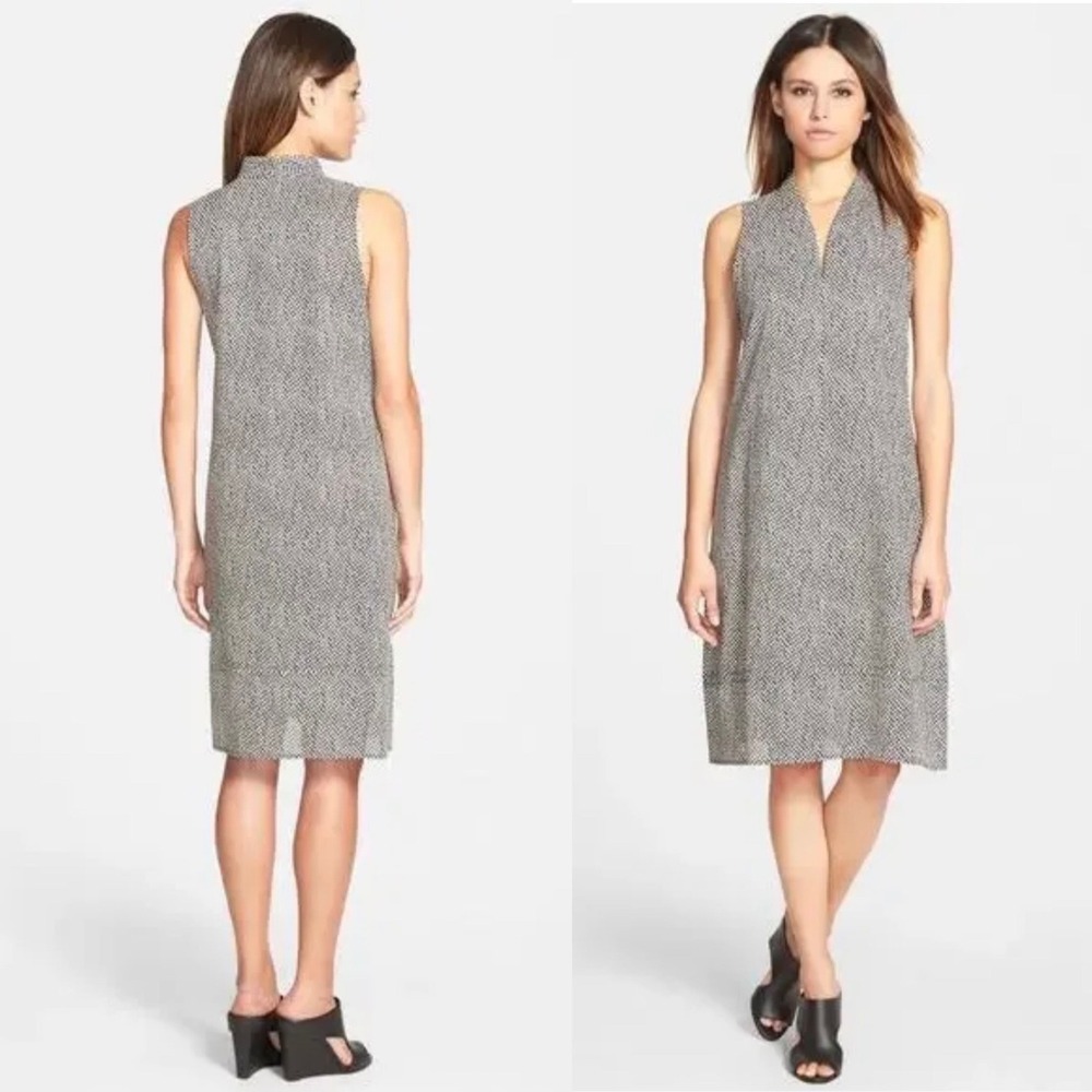 Eileen Fisher Organ-ic Cotton Capsule Minimalist Lagen-look V-Neck‎ Shift Dress